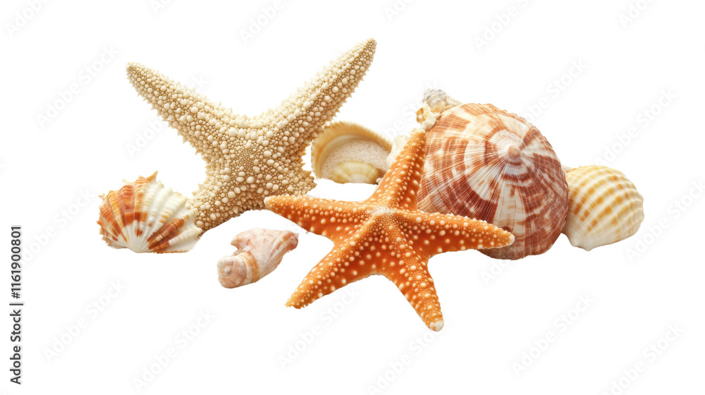 Seashells on sand transparent background Seashells on sand transparent background