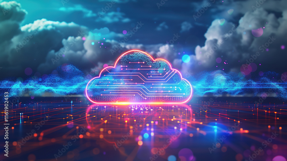 digital cloud with glowing effect digital cloud with glowing effect