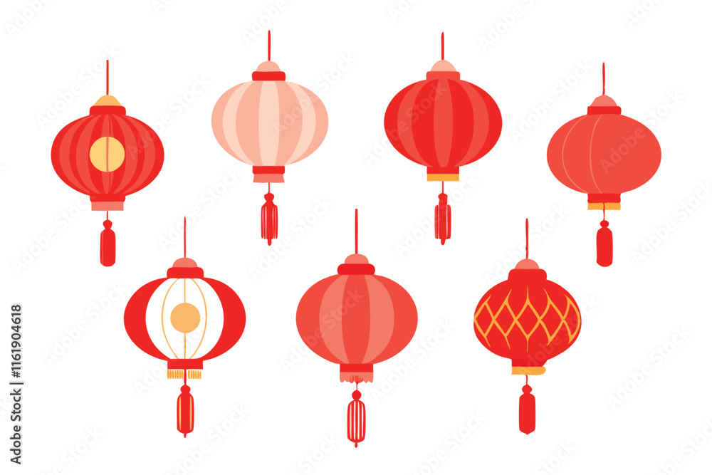Chines Day Lantern vector Icon Set Chines Day Lantern vector Icon Set