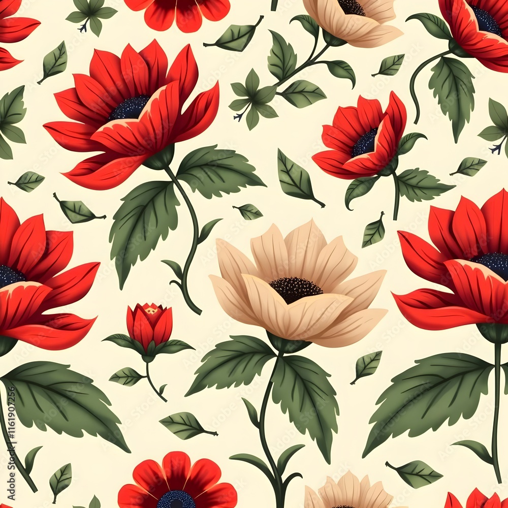 Fototapeta premium Floral Reverie A Dreamy Pattern of Blossoms