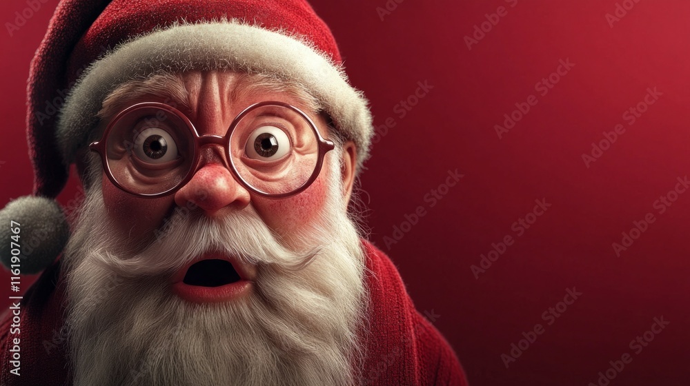 A cartoonish image of Santa Claus with glasses and a red hat A cartoonish image of Santa Claus with glasses and a red hat