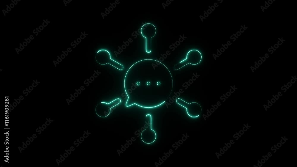 Glowing Neon Communication Network Icon Animation on Black Background, HD Motion Graphic Video Representing Global Connectivity Glowing Neon Communication Network Icon Animation on Black Background, HD Motion Graphic Video Representing Global Connectivity