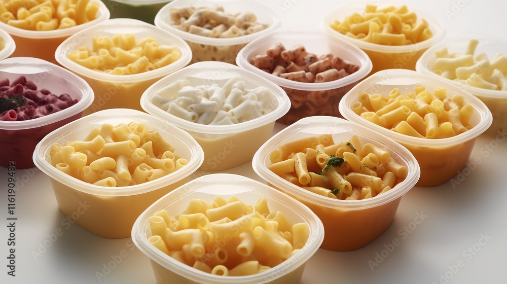 Automated factory line sealing frozen pasta dishes in eco friendly containers for efficient food processing and packaging Automated factory line sealing frozen pasta dishes in eco friendly containers for efficient food processing and packaging