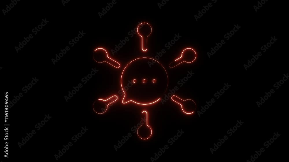 Glowing Neon Communication Network Icon Animation on Black Background, HD Motion Graphic Video Representing Global Connectivity Glowing Neon Communication Network Icon Animation on Black Background, HD Motion Graphic Video Representing Global Connectivity