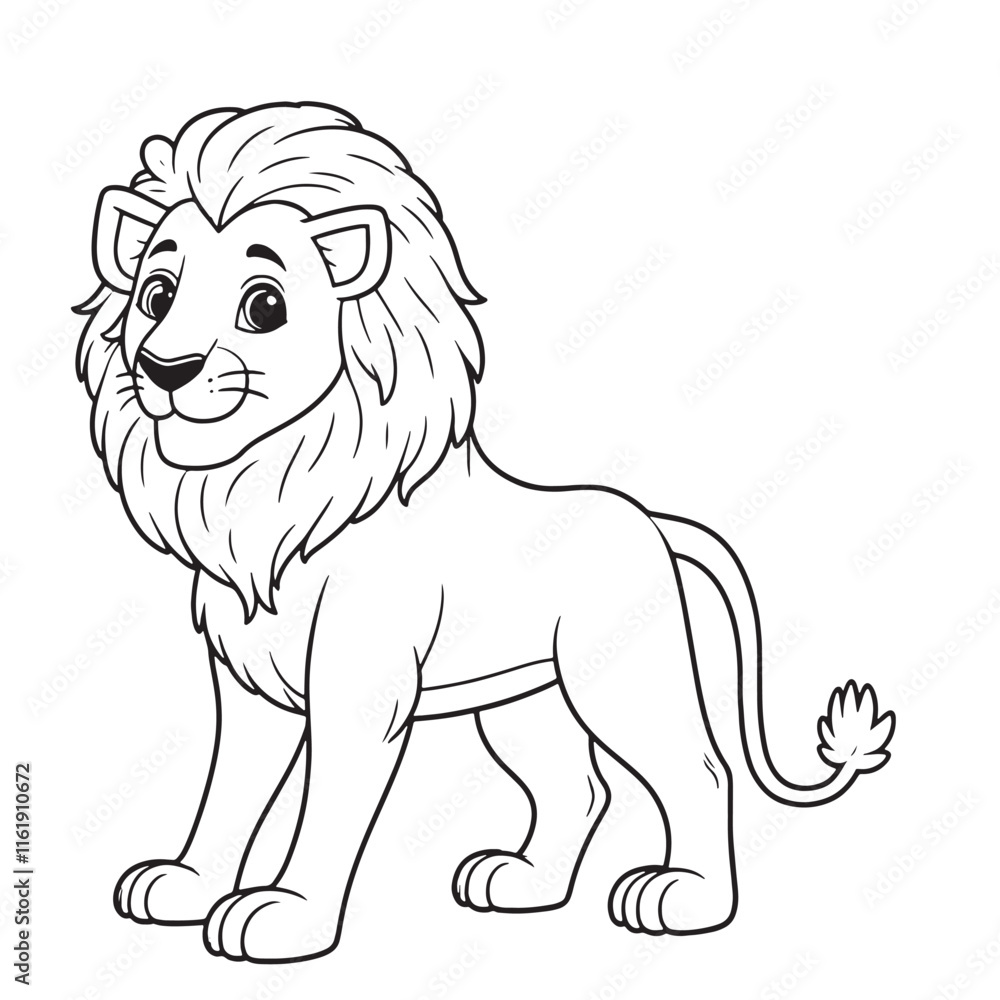 Lion line art vector on white background Lion line art vector on white background