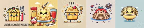Pasta animation vector collection