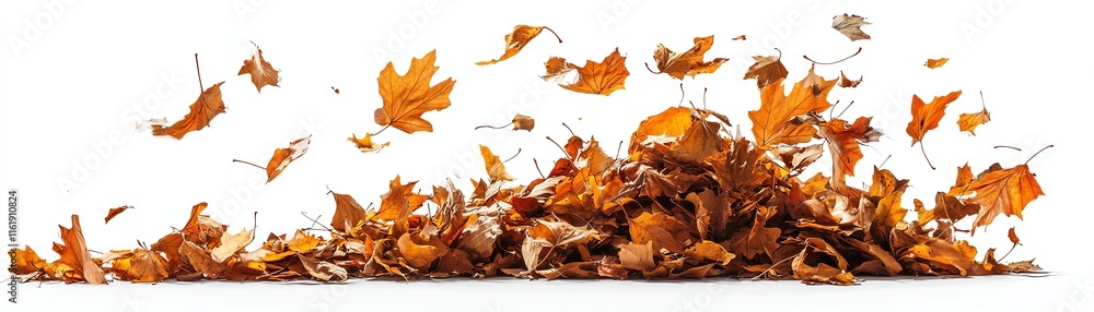 Autumn leaves, falling and scattered, white isolated background. Autumn leaves, falling and scattered, white isolated background.