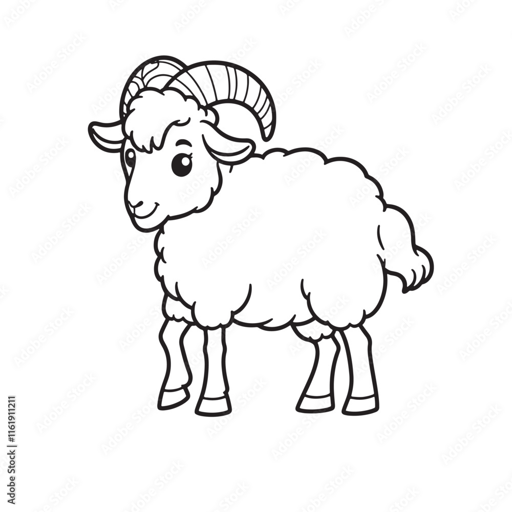 Goat line art vector on white background Goat line art vector on white background