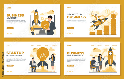 Business startup landing page template idea start your business growth 