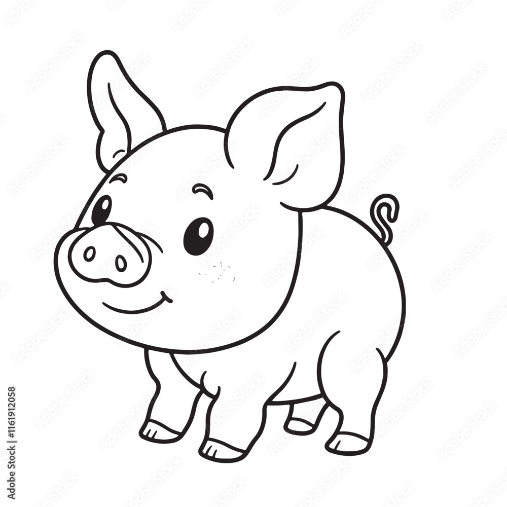 Pig line art vector on white background Pig line art vector on white background