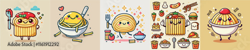 Pasta animation vector collection