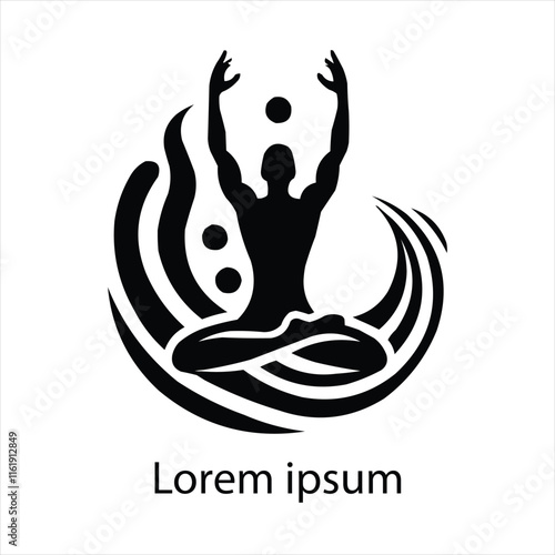 Abstract  Yoga Logo template design Human pose icon