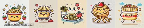 Pasta animation vector collection