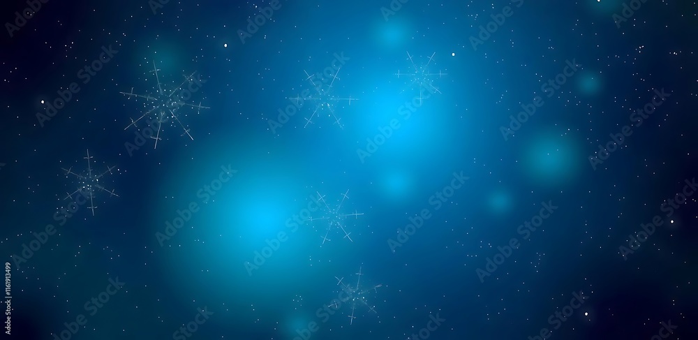 Blue Winter Background: Snowflakes and Stars Blue Winter Background: Snowflakes and Stars