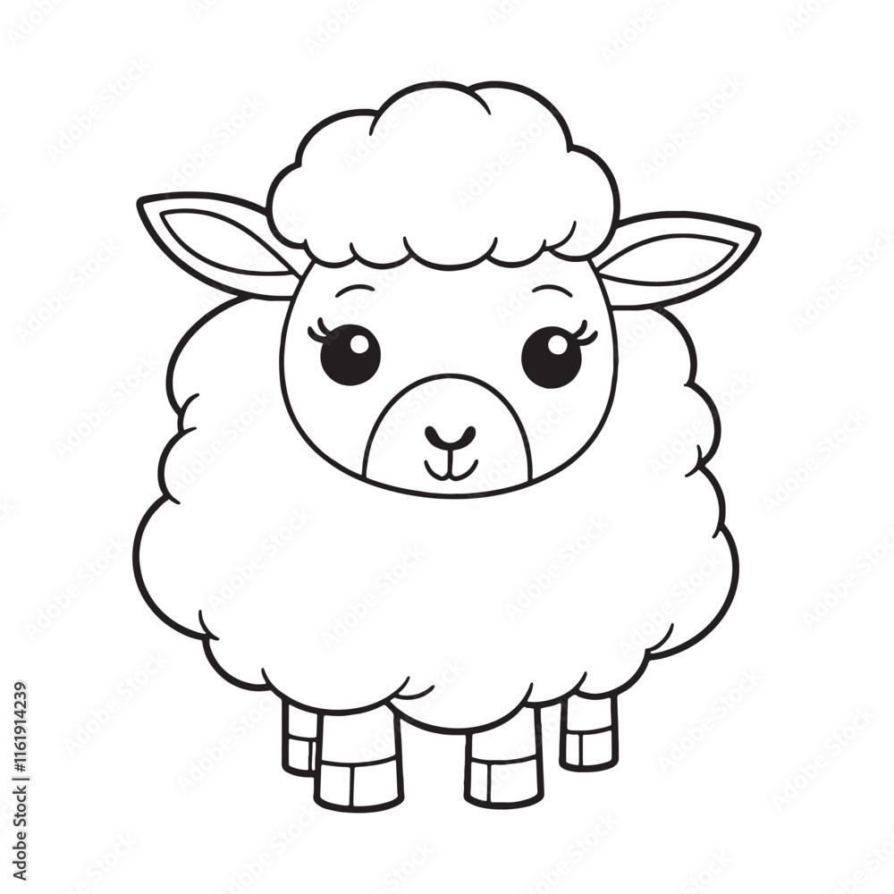 Sheep line art vector on white background Sheep line art vector on white background