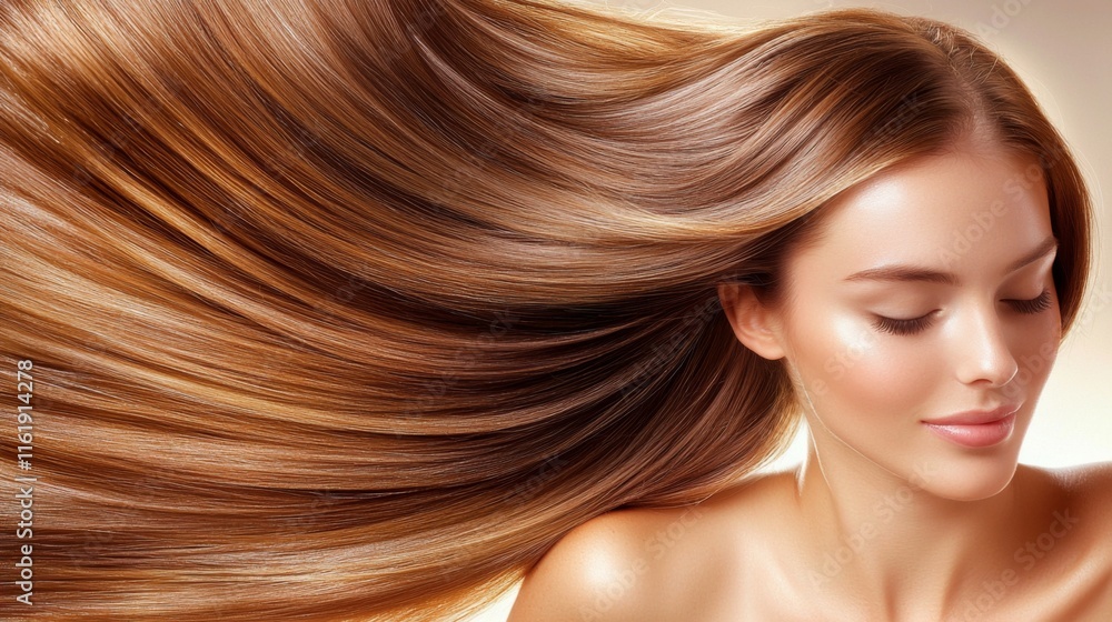 Hair care techniques for long shiny hair beauty tips studio setting lifestyle photography close-up view wellness concept Hair care techniques for long shiny hair beauty tips studio setting lifestyle photography close-up view wellness concept