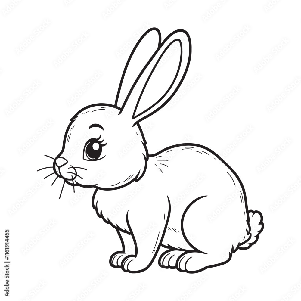 Rabbit line art vector on white background Rabbit line art vector on white background