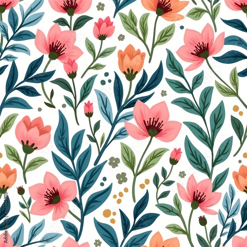 Wallpaper Mural Nature’s Embrace A Gentle Floral Pattern Torontodigital.ca