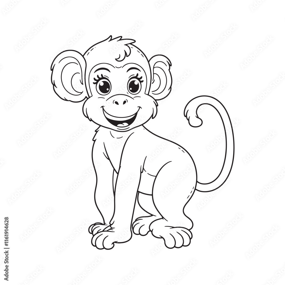 Fototapeta premium Monkey line art vector on white background