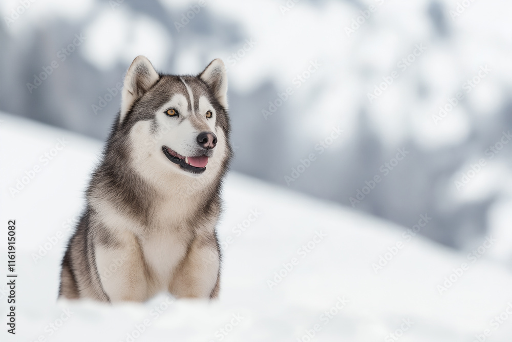 Naklejka premium 썰매견, 썰매개, 대형견, 말라뮤트, 알래스카