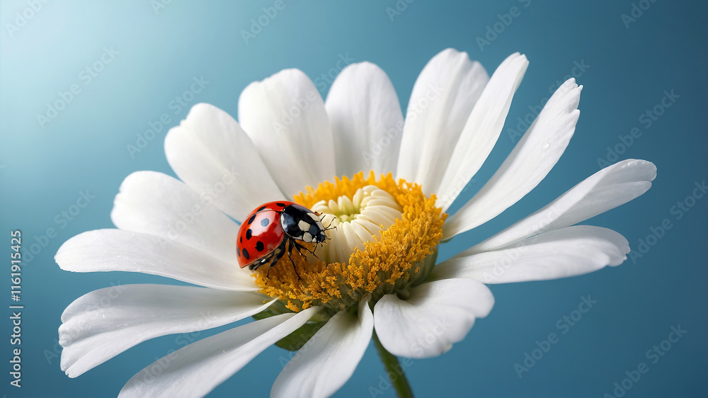 Obraz premium Light Blue Background with Single White Flower for Minimalist Designs