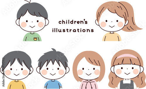 
シンプルな子供たちのイラスト素材セット
