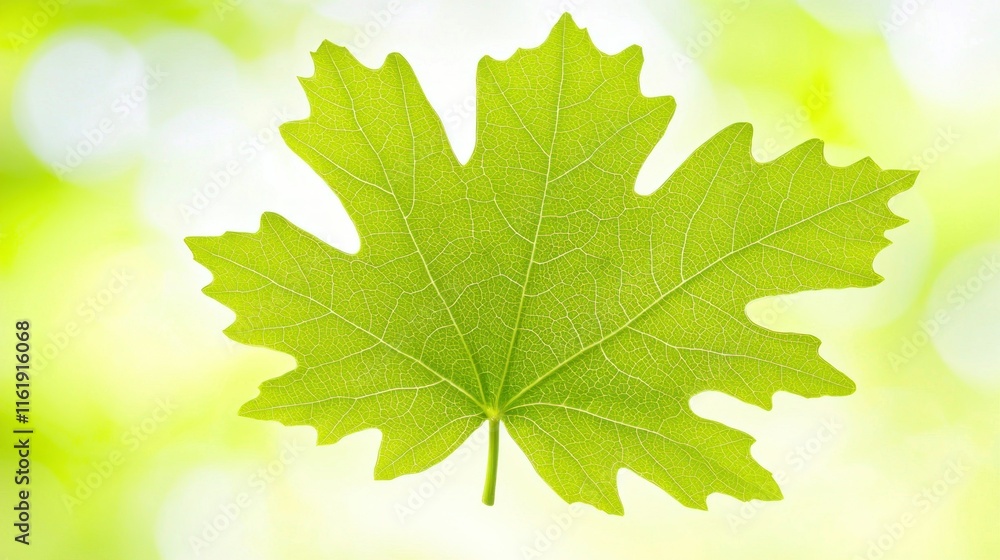 Vibrant green maple leaf against a soft, blurred background. Vibrant green maple leaf against a soft, blurred background.
