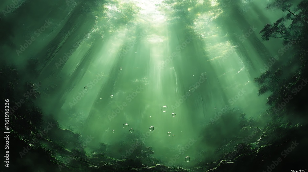 Underwater Forest Sunlight Beams Through Canopy Underwater Forest Sunlight Beams Through Canopy