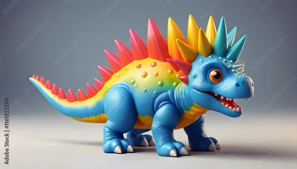 Fototapeta premium Vibrant Rainbow Dinosaur: A Playful 3D Render