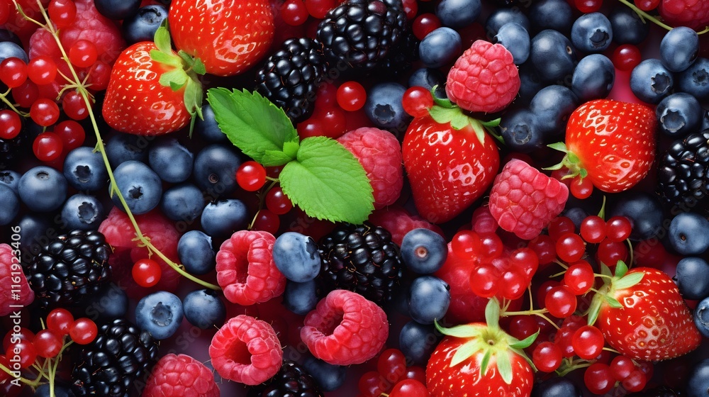Vibrant arrangement of various ripe and juicy berries including strawberries blueberries and raspberries placed on a plain white background or surface This natural healthy Vibrant arrangement of various ripe and juicy berries including strawberries blueberries and raspberries placed on a plain white background or surface This natural healthy