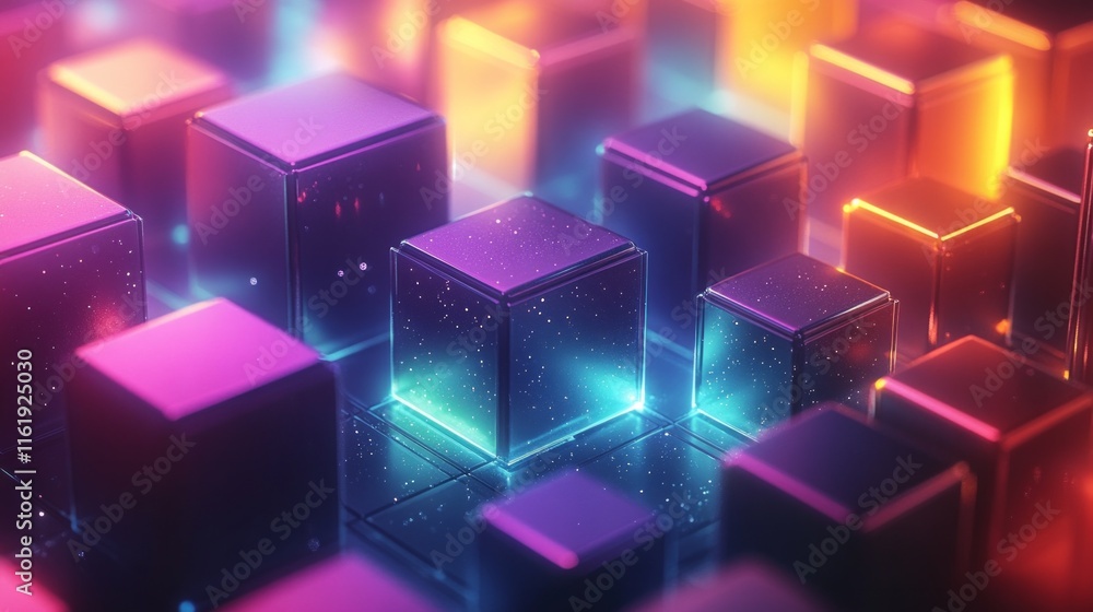 A bunch of cubes with a blue one in the middle A bunch of cubes with a blue one in the middle