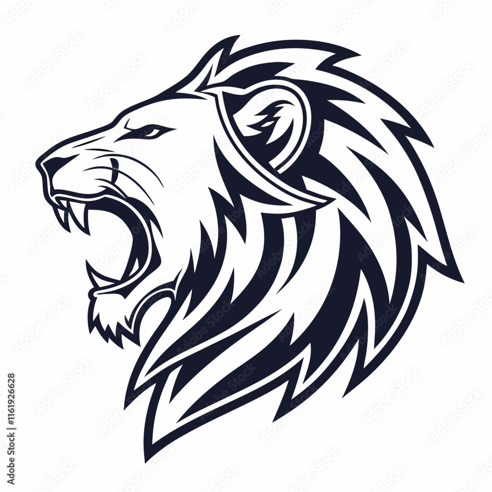 A bold and majestic lion head design in vector format, showcasing intricate details of the mane, sharp features, and regal expression. The design exudes power, strength, and elegance, making it ideal A bold and majestic lion head design in vector format, showcasing intricate details of the mane, sharp features, and regal expression. The design exudes power, strength, and elegance, making it ideal