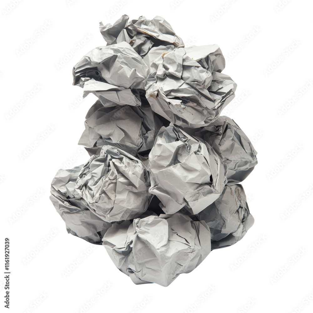 Crumpled Paper Balls Piled Together on a White Background Crumpled Paper Balls Piled Together on a White Background