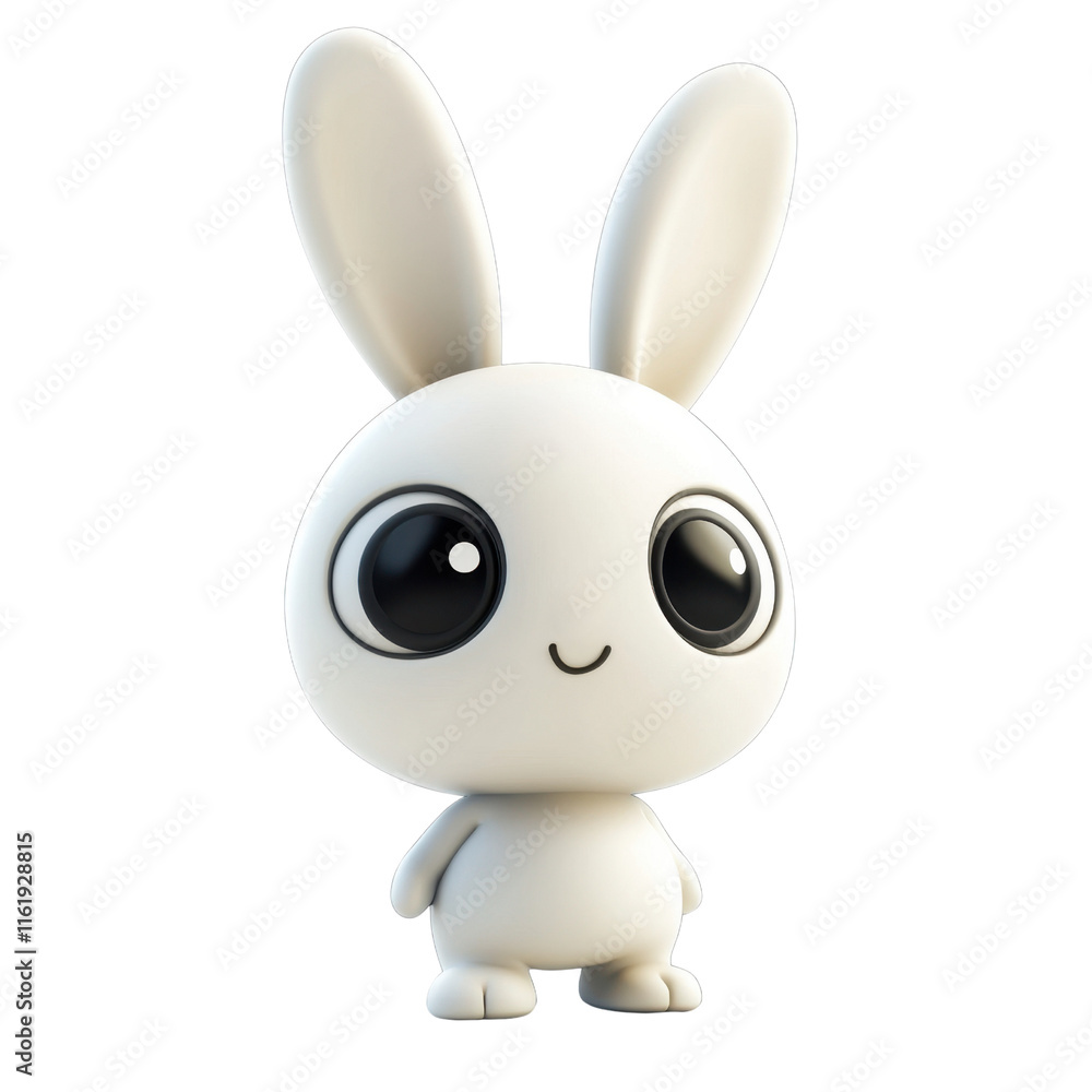 Obraz premium Cute Cartoon Bunny Character with Big Eyes and Happy Expression
