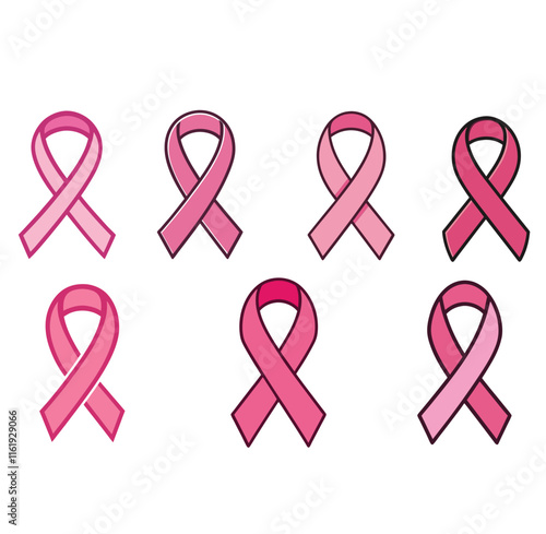 Vector set of pink ribbons vector