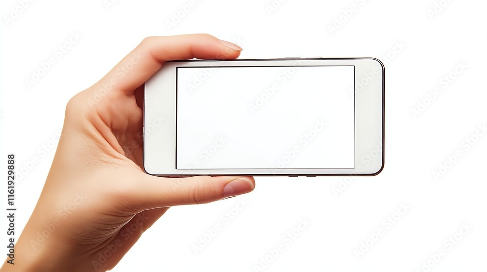 Hand holding smartphone with blank screen on white isolated background. Hand holding smartphone with blank screen on white isolated background.