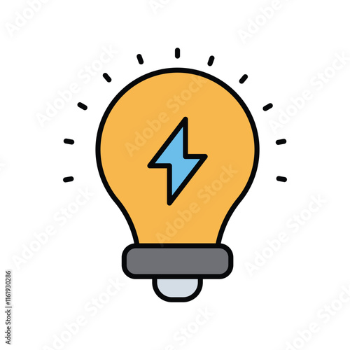 Idea Generation color line icon with white background vector stock illustration