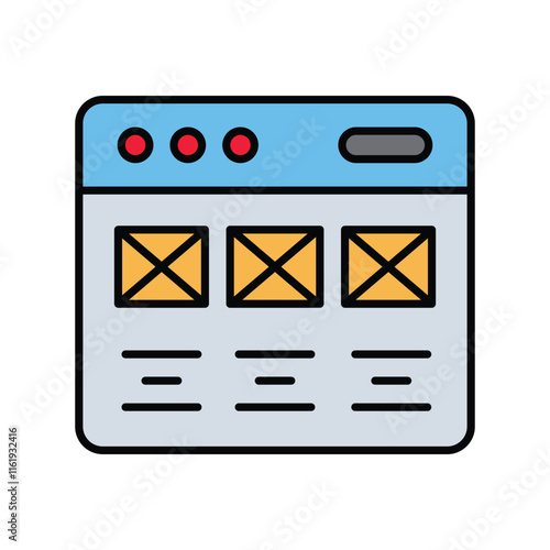 Wireframing color line icon with white background vector stock illustration