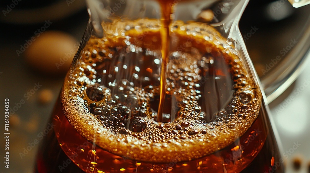 A glass of coffee with foam on top A glass of coffee with foam on top
