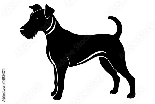 Silhouette of a Fox Terrier Standing with Wiry Coat and Perky Tail