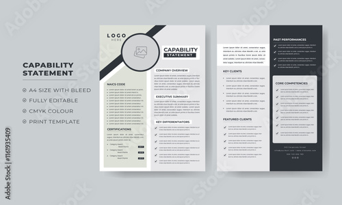 Capability Statement Template for company, capability statement documents with new concept 