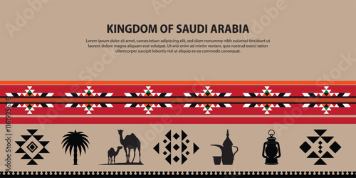 Tableau sur toile Print Kingdom of Saudi Arabia Traditional Decorative Border Design