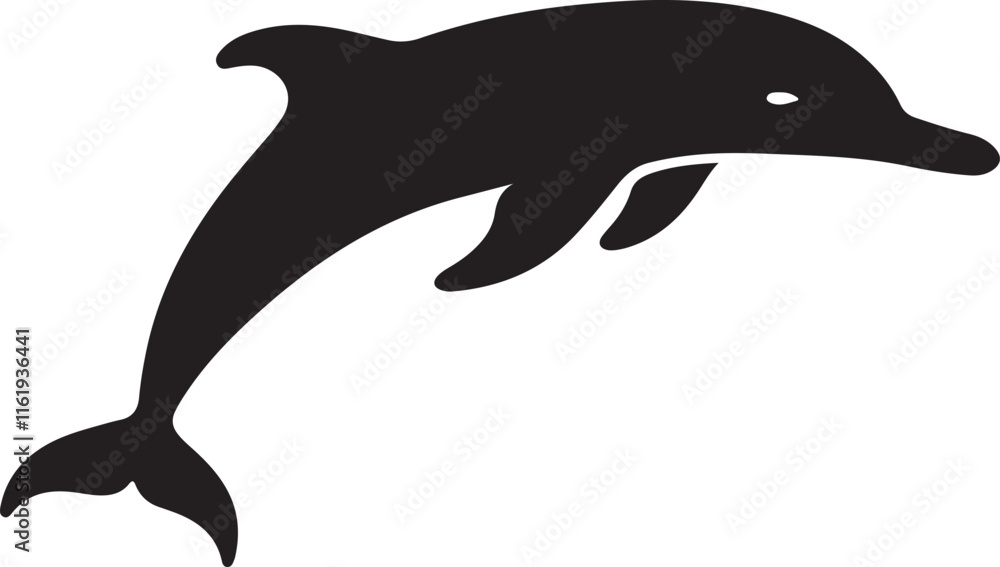 Fototapeta premium dolphin icon silhouette style vector minimal art illustration on a white background.