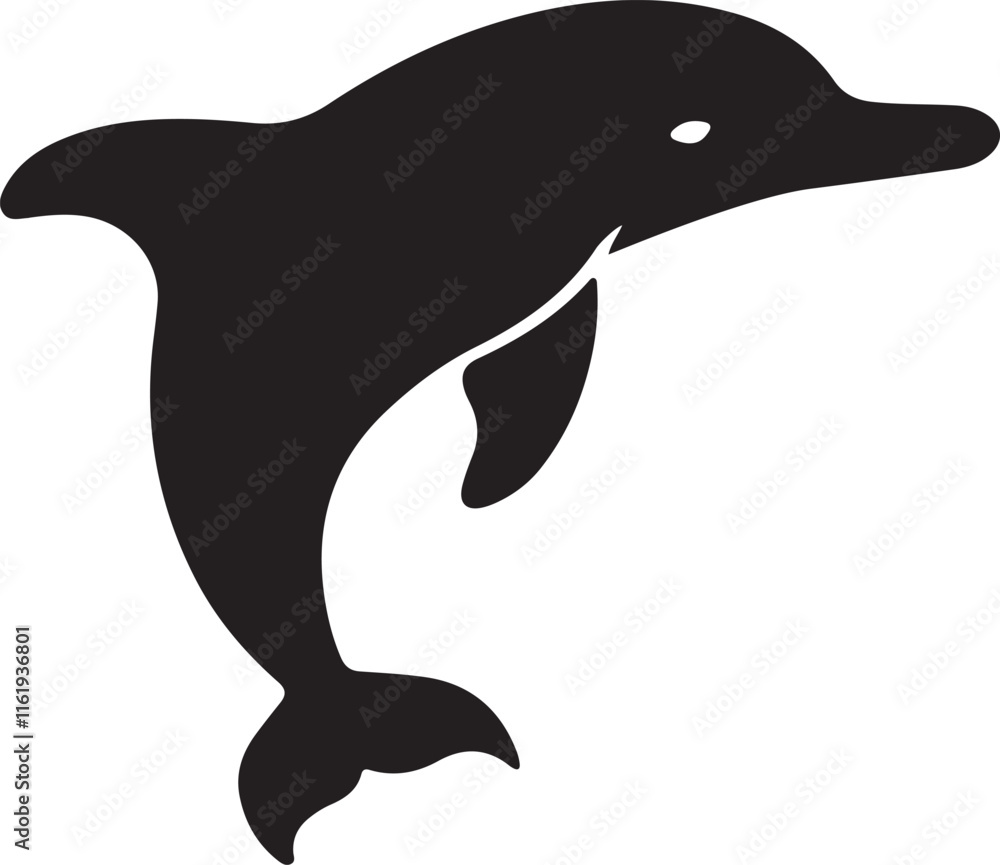 Naklejka premium dolphin icon silhouette style vector minimal art illustration on a white background. 