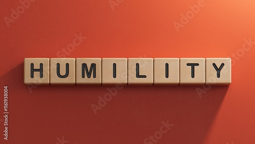 Photos The word humility is written on wooden cubes