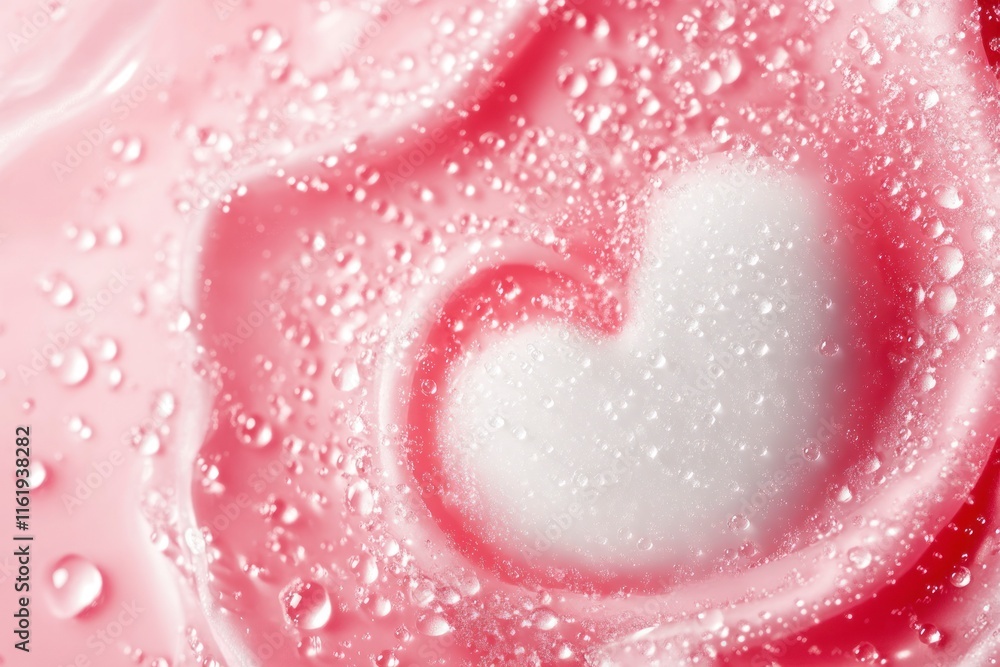 Romantic Heart Shape in Water with Bubbles and Pink Background Perfect for Valentine's Day Celebrations and Artistic Designs Romantic Heart Shape in Water with Bubbles and Pink Background Perfect for Valentine's Day Celebrations and Artistic Designs