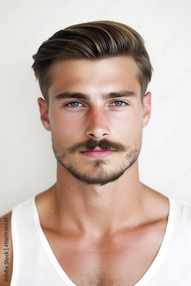 Portrait of a male model with a moustache Portrait of a male model with a moustache