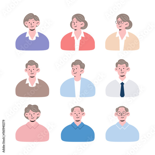 Business Grandfather Grandmother Illustration Collection