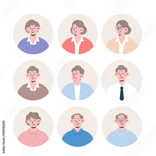 Business Grandfather Grandmother Illustration Collection