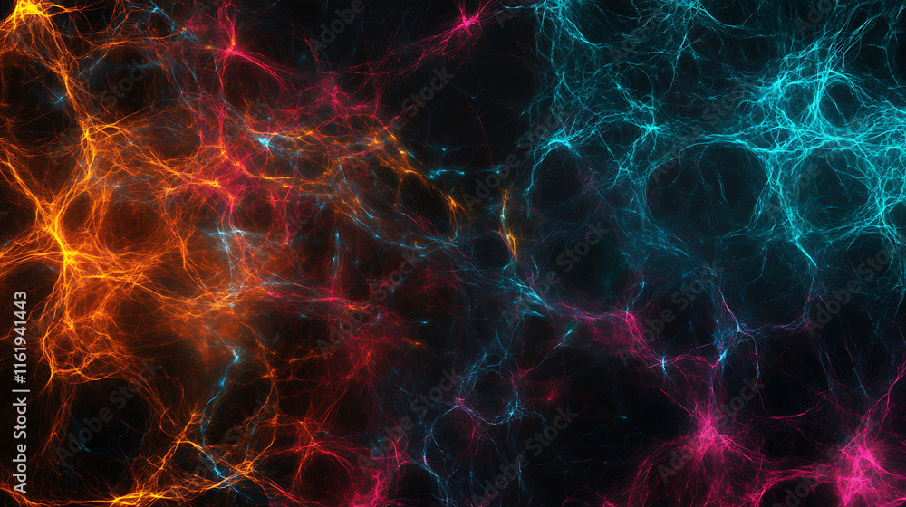 Fototapeta premium network diagram with vibrant data flow visualized as glowing lines and nodes in a dark futuristic background 